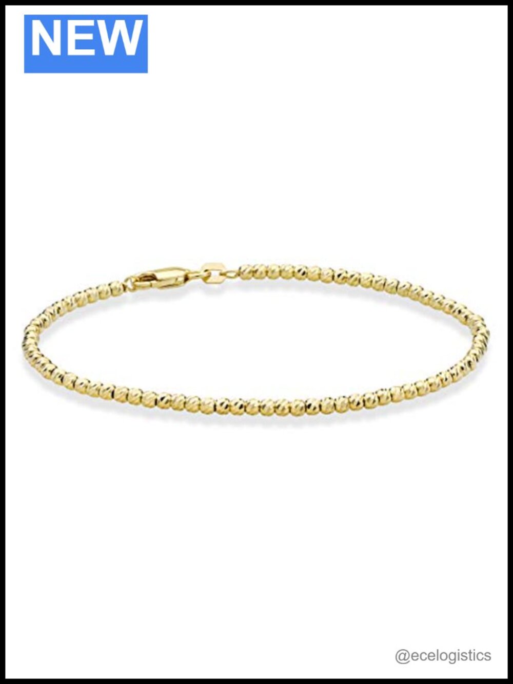 Miabella 925 Sterling Silver 18K Yellow Gold Plated Bead Ball Chain Bracelet